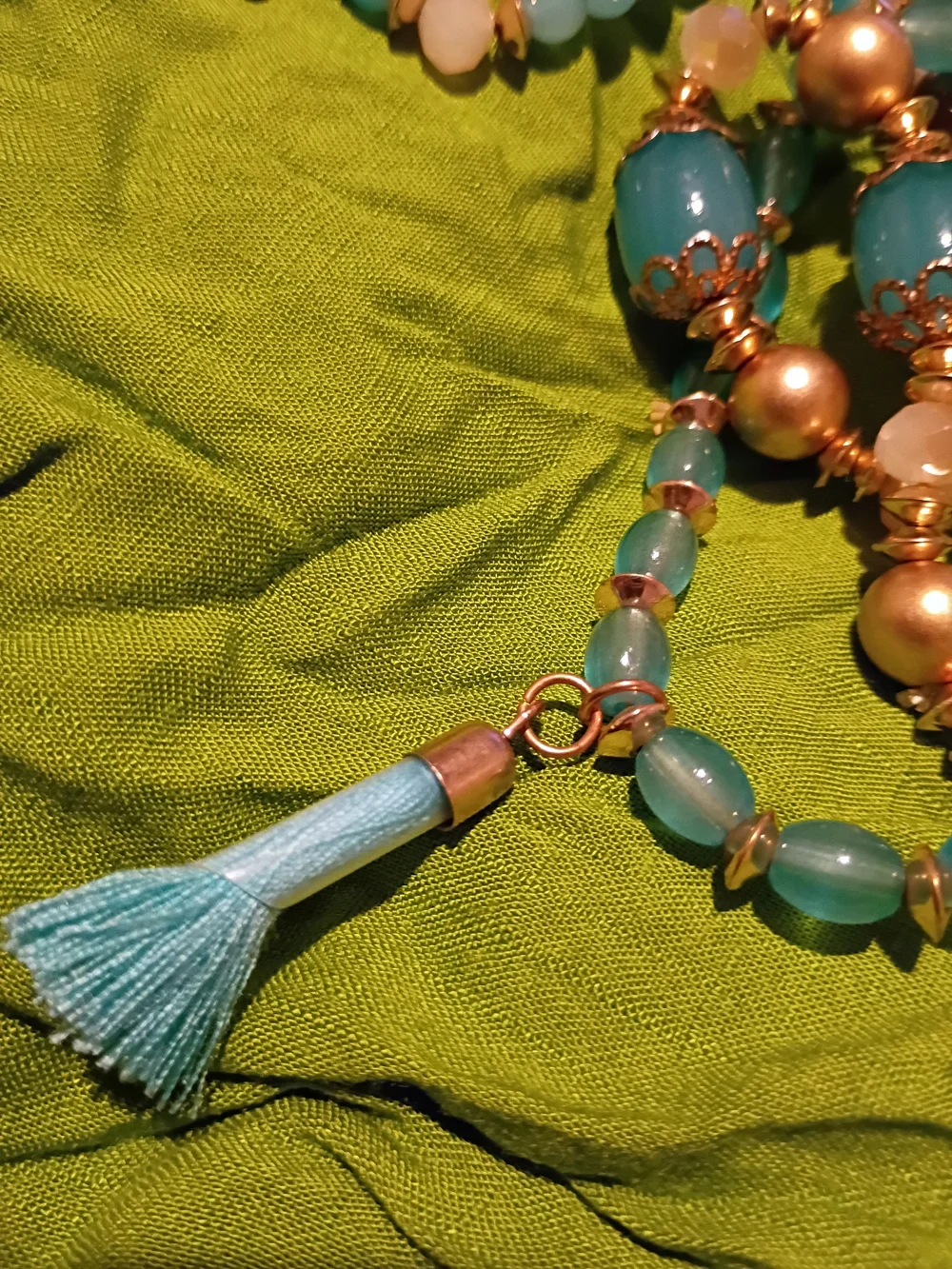 Gold Tone Stretch Bracelets with Aqua Beads – Set of 6 Bracelets. Nwot. OBO